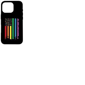 Vintage LGBT Gay Pride Month American Flag Rainbow Coque pour iPhone 16 Pro
