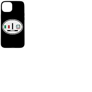 Autocollant ovale pour voiture avec drapeau et blason Italie Coque pour iPhone 15 Plus