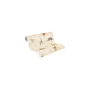 A.S. Création Papier peint dinosaure beige - Papier peint avec animaux - Papier peint pour enfant garçon - 10,05 m x 0,53 m - Fabriqué en Allemagne