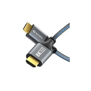 Câble Sonero® 8K HDMI, prise HDMI vers prise HDMI, HDMI 2.1, 8K 60Hz, 4K 120Hz, gaine coton, gris/bleu, 3.00 mètres