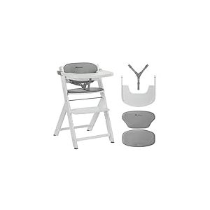 Bebeconfort Timba 2 avec Coussin, Chaise Haute B&eacute;b&eacute; &Eacute;volutive Bois, 6 Mois et +, Jusqu'&agrave; 110 kg, Chaise Haute Enfant Ergonomique, S'adapte &Agrave; La Plupart Des Tables, Plateau Amovible, White + Grey