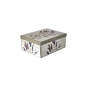 Boite de Rangement avec Couvercle, Boite en Carton, Rangement Vetement, Meuble de Rangement Chambre, Bureau, Panier de Rangement, Organisateur Tiroir, Boite Cadeau, 25x35x17,5 cm Small Lavande