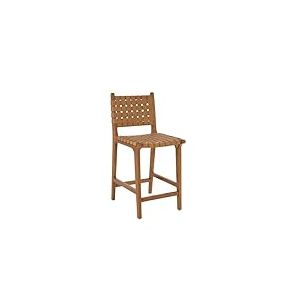 Ball & Cast Tabouret de comptoir en Cuir PU tissé, Tabouret de Cuisine avec Repose-Pieds, Dossier Tabouret-Chaise tissé pour la Salle à Manger, Marron