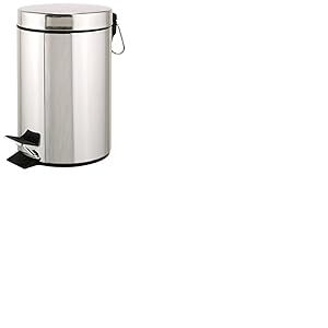 axentia Poubelle Cosm&eacute;tique en Acier Inoxydable, Poubelle &agrave; P&eacute;dale avec Couvercle, Capacit&eacute; de 3 L, &Oslash; env. 17 cm, Hauteur env. 25 cm, Argent&eacute;/Noir