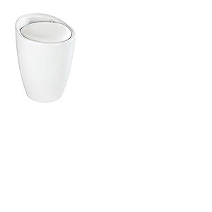 WENKO Tabouret Panier &agrave; Linge Candy | Coffre &agrave; Linge et Tabouret Salle de Bain| Coussin Amovible | Aspect Mat | Filet Linge Amovible 20l | Plastique ABS r&eacute;sistant 120kg | 36x50,5 cm | Blanc Mat