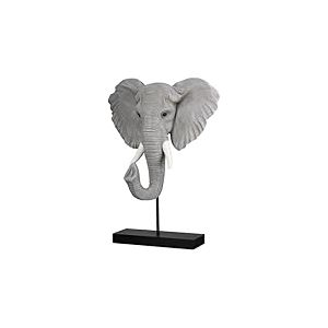 GILDE Sculpture éléphant Ringo en résine synthétique - Gris - gratté - Hauteur 42 cm x Largeur 25 cm - Tête d'éléphant