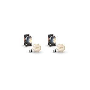 Philips Hue White Ambiance, ampoule LED connectée E27 Filament G125 Giant Globe, compatible Bluetooth, fonctionne avec Alexa, Google Assistant et Apple Homekit (Lot de 2)