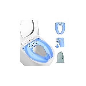 SURFOU Reducteur Toilette Enfant Pliable, Bébé Réducteur de WC Voyage Antiderapant, Cuvette Portable Rehausseur Adaptateur Toilet Seat Toddler Bleu