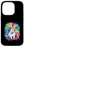 Lapin mignon sur un fond coloré Coque pour iPhone 14 Pro