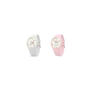 ICE-WATCH - Ice Fantasia White - Montre Blanche pour Fille avec Bracelet en Silicone - 016721 (Small) & Ice Fantasia Pink - Montre Rose pour Fille avec Bracelet en Silicone - 016722 (Small)