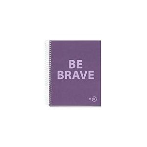 Miquelrius - Carnet A5 Be Eco, 80 Feuilles 90 g/m², Quadrillage 5 x 5 mm, 1 Bande Couleur, 2 Trous, Couverture Recyclée, Violet Améthyste