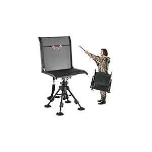 VEVOR Chaise de Chasse Silencieuse Pivotante &agrave; 360&deg;, Si&egrave;ge de Chasse Pliable et Portable, Cadre en Acier Robuste, avec Pieds Anti-enfoncement, Hauteur R&eacute;glable, Capacit&eacute; de 158 kg, P&ecirc;che Camping