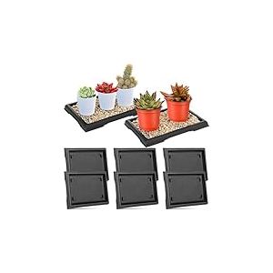 Pinkunn Lot de 6 plateaux rectangulaires d'humidit&eacute; en r&eacute;sine pour bonsa&iuml;, plantes d'int&eacute;rieur et d'ext&eacute;rieur, cactus, plantes succulentes, drainage des plantes d'int&eacute;rieur (17,8 x 12,4 cm, marron)