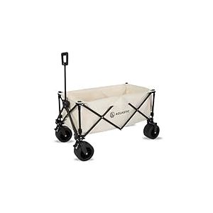 Aquastic - Chariot Pliant Caro 90x47x55 cm - Chariot De Transport Durable avec Grandes Roues 127L pour Plage Jardin Et Camping Beige