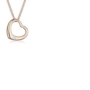 Elli DIAMONDS Collier Femmes Pendentif C&oelig;ur Classique avec Diamant (0.03 ct.) en Argent Sterling 925