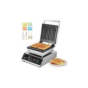 VEVOR Gaufrier Commercial 2000 W, Appareil à Gaufres Belges Rectangulaires Capacité 2PCs, en Acier Inoxydable, Antiadhésif, avec Contrôle de la Température et du Temps, Boulangerie, Snack-bar