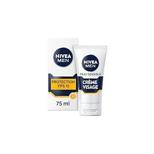 NIVEA MEN Cr&egrave;me Visage FPS 15 pour peaux sensibles (1 x 75 ml), soin visage hydratant homme 0% alcool, cr&egrave;me pour homme &agrave; la peau sensible et irrit&eacute;e, cr&egrave;me solaire visage pour homme