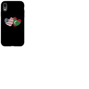 Drapeau américain des Maldives en Forme de cœur avec Double Drapeau américain Coque pour iPhone XR