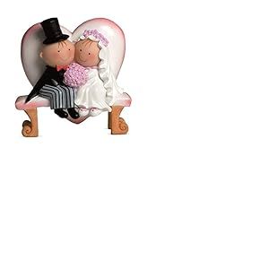 Mopec Y460 - Figurine pour gâteau, Couple de mariés Pit & Pita sur Un Banc, 15,5 cm