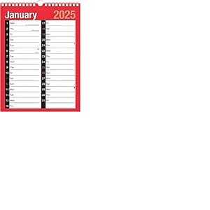 Calendrier mural 2026 A4 - Agenda mensuel à spirales avec 2 colonnes - Janvier à décembre 2026 - Organiseur pour la maison, le bureau, le commerce ou l'école