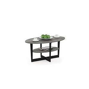 Furinno Jaya Oval Table, Bois, Chêne Français Gris/Noir, 1 Paquet