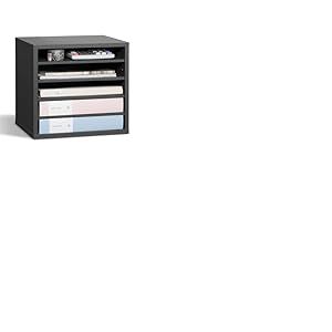 VEVOR Organiseur de litt&eacute;rature avec 5 compartiments, bo&icirc;te aux lettres de bureau en bois, panneau de particules, avec &eacute;tag&egrave;res amovibles, trieur de fichiers pour dossiers, documents, papiers, gris