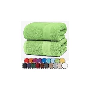 NatureMark Lot de 2 Serviettes de Sauna, Qualit&eacute; Sup&eacute;rieure, 80 x 200 cm, 100% Coton, Vert Pomme