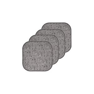 Sweet Home Collection Lot de 4 Coussins de Chaise en Mousse &agrave; m&eacute;moire de Forme avec Motif nid d'abeille, Dos en Caoutchouc antid&eacute;rapant, Arrondi, carr&eacute;, 40,6 x 40,6 cm, Gris Broadway/Noir