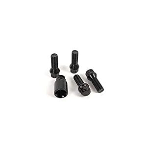 OMP JEU DE 4 VIS ANTIVOL JANTES M12X1.25 FILETAGE LONGUEUR 28MM FORME CONIQUE, Noir