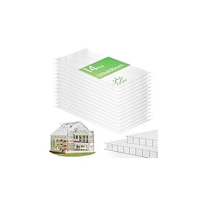 VOUNOT&reg; Lot de 14 Plaques Polycarbonate Alv&eacute;olaire 4mm Plaques Polycarbonate Double Paroi 60.5x121cm Transparentes R&eacute;sistantes UV Plaques Alv&eacute;olaires pour Serre Jardin Abri Bricolage Terrasse