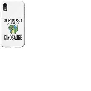 Je m&rsquo;en Fous Je suis Un Dinosaure Humour Pr&eacute;historique Coque pour iPhone XR