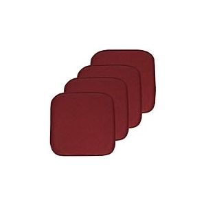 Sweet Home Collection Lot de 4 Coussins de Chaise en Mousse à mémoire de Forme, Motif nid d'abeille, Dos en Caoutchouc antidérapant, Arrondi, carré, 40,6 x 40,6 cm, Charlotte Wine