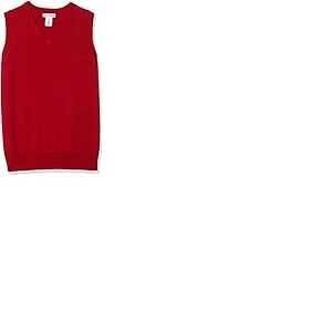 Amazon Essentials Veste Col en v en Coton Uniforme Garçon, Rouge, 11-12 Ans