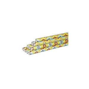Clairefontaine 211404AMZC - Un Carton De 10 Rouleaux De Papier Cadeau - Papier Alliance 60g - Dimensions : 2x0,70m - Motif : Fleurs Roses, Bleues, Fond Vert - Emballage Cadeau, Rouleau Papier Cadeau