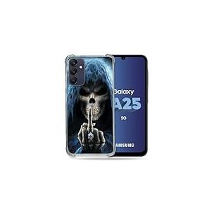 Cokitec Coque Renforcée pour Samsung Galaxy A25 5G Tete de Mort Doigt