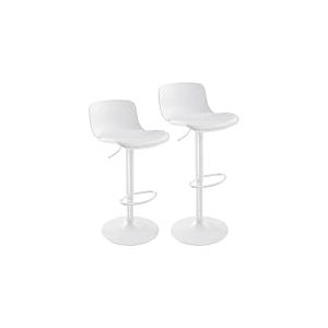 YOUNIKE Tabouret Bar Chaises Haute de Bar Assise Tabouret d'îlot Central Cuisine Siege Bar Lot de 2 Industriel Moderne Reglable Rotation Metal Pivotante Blanc