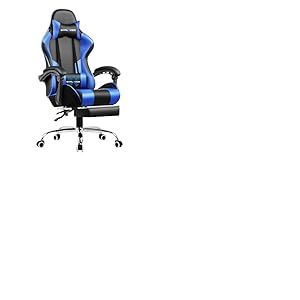 GTPLAYER Chaise Gaming Ergonomique, Fauteuil Gamer, Chaise Bureau, Chaise de Gaming avec Dossier réglable à 135°, Hauteur Réglablerepose-Pieds rétractables, Siege, Simili Cuir Bleu