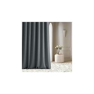 ROOM99 Rideau avec Passe Tringle Aura 140 x 250 cm Largeur x Hauteur, D&eacute;coration de Fen&ecirc;tre, Curtains et Draperies int&eacute;rieurs pour Salon, Chambre Moderne Lisse Gris fonc&eacute;, 1 pi&egrave;ce