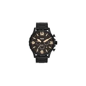 FOSSIL Nate Montre Pour Homme, Mouvement Chronographe à Quartz, Bracelet en Acier Inoxydable ou en Cuir, Noir Et Marron, 50mm