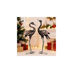 Shorayn Statuette de Jardin Grue en m&eacute;tal, Sculptures et Statues de Jardin, Ornements de Grue en Bronze pour d&eacute;coration de Jardin, Patio, pelouse