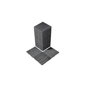 VEVOR Dalles de Terrasse Emboîtables, Lot de 36, Revêtement de Sol Plastique Imperméable, 300 x 300 mm, 33444 c㎡, Utilisation par Tous les Temps, pour Porche, Piscine, Balcon, Arrière-cour, Gris Foncé