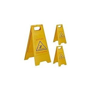 Relaxdays Panneau &laquo; Attention : Sol Glissant &raquo; Lot de 3 Pliables Recto-Verso Plastique Jaune 59 x 29 x 23 cm