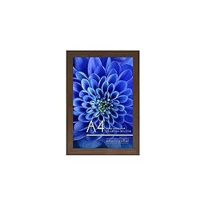 Americanflat Cadre Photo A4 Noyer - MDF avec Verre Incassable Poli, Chevalet & Matériel de Suspension Intégré - Format Horizontal et Vertical pour Mur et Dessus de Table - 21x29,7 cm