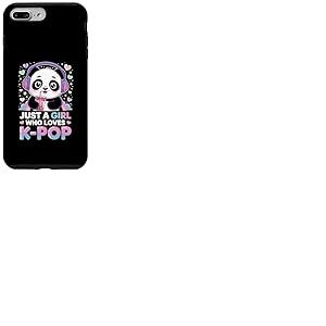 Just Girl Who Loves K-Pop Kawaii Panda Boba Musique Coque pour iPhone 7 Plus/8 Plus