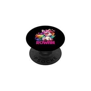 Rowan Nom personnalis&eacute; Licorne color&eacute;e pour Femmes et Filles PopSockets PopGrip Adh&eacute;sif