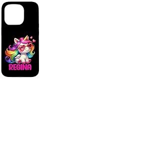 Regina Nom personnalis&eacute; Licorne Color&eacute;e Femmes Filles Coque pour iPhone 15 Pro