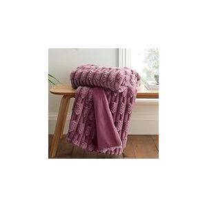 Bianca So Soft Plaid en Fausse Fourrure sculpt&eacute;e Rose 150 x 200 cm