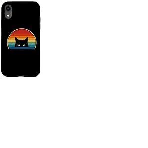 Chemise noire amusante pour chat Cat Retro Vintage Style rétro Cat Love Coque pour iPhone XR