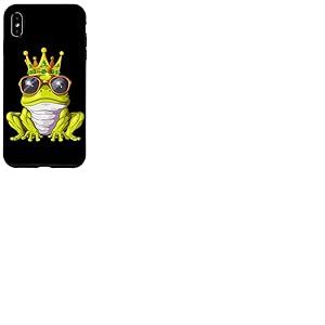 Grenouille Royale avec Couronne Et Lunettes De Soleil Roi Coque pour iPhone XS Max