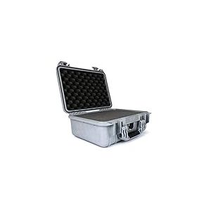 PELI 1450 valise de protection résistant aux chocs, IP67 Étanche à l'eau et à la poussière, capacité de15L, fabriqué en Allemagne, avec insert en mousse personnalisable, couleur: argentée